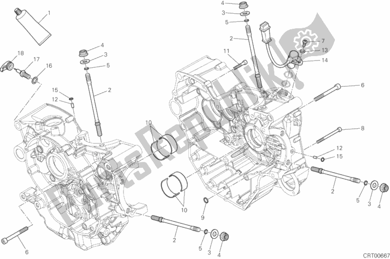 Todas as partes de 10a - Par De Meio Cárteres do Ducati Hypermotard Brasil 821 2015